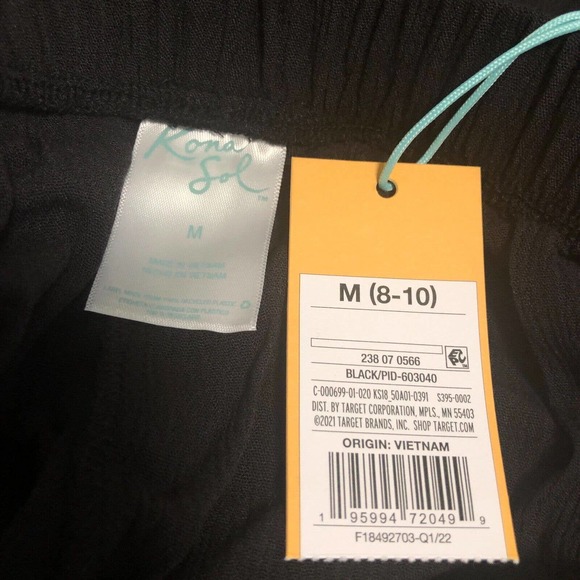 NEW Kona Sol Swim Cover Up Pants Tie Front Side Split Black Size Medium 8 - 10 - Picture 7 of 8